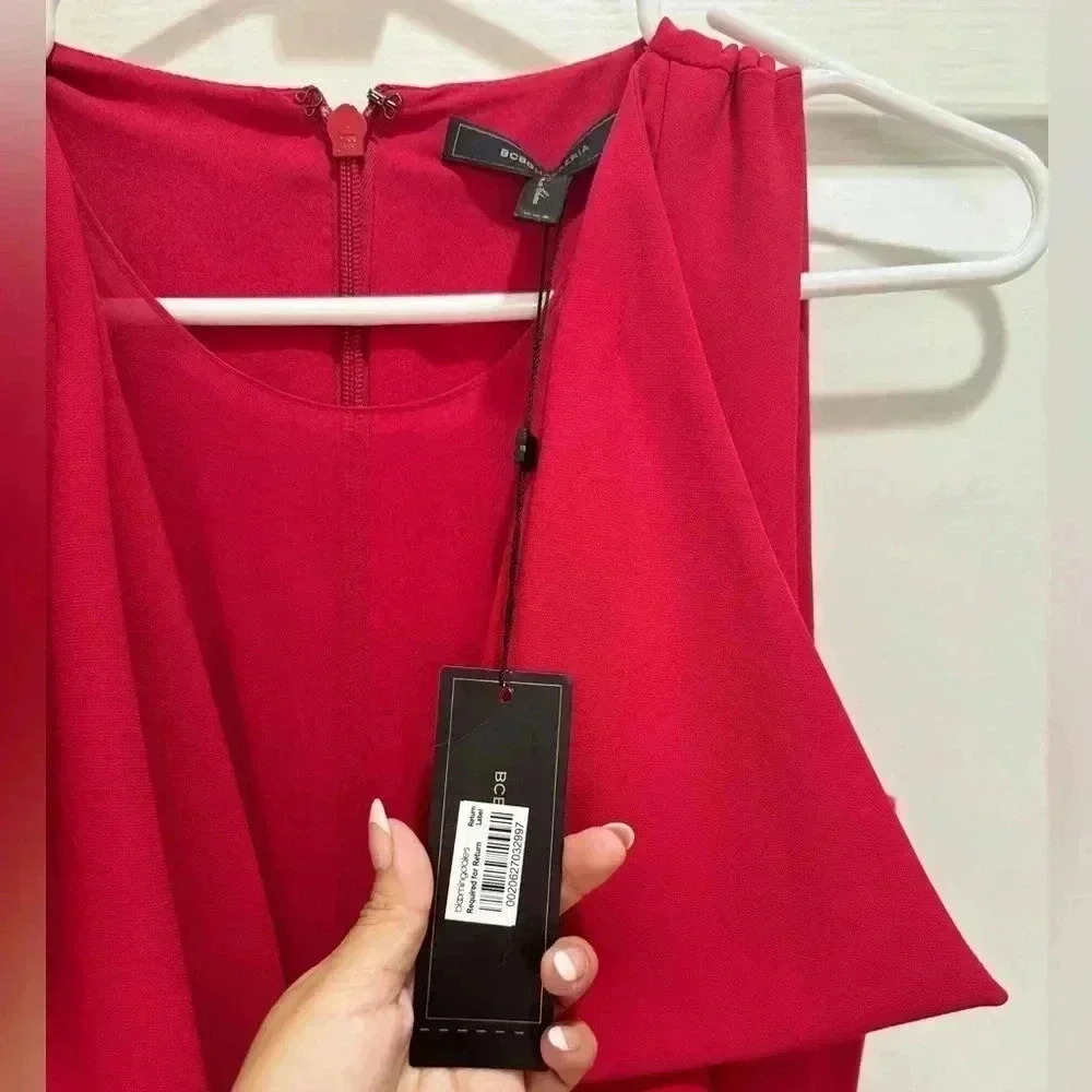 BCBGMAXAZRIA Women’s Wide Leg Romper Jumpsuit Red - Picture 8 of 12